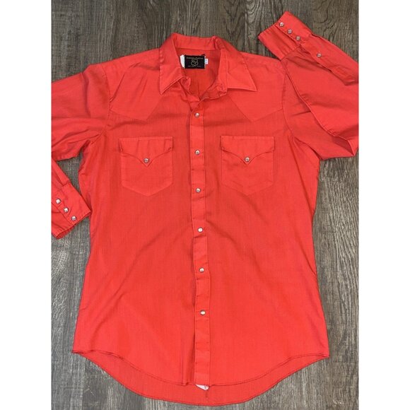 Vintage Dickson-Jenkins DJ Red Pearl Snap Button Shirt Large Christmas Western - Picture 4 of 10